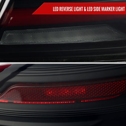2015-2021 Subaru WRX STi Tail Light w/ Sequential Turn Signal LED Strip and LED Side Marker Brake Reverse (Matte Black Housing / Smoked Lens)