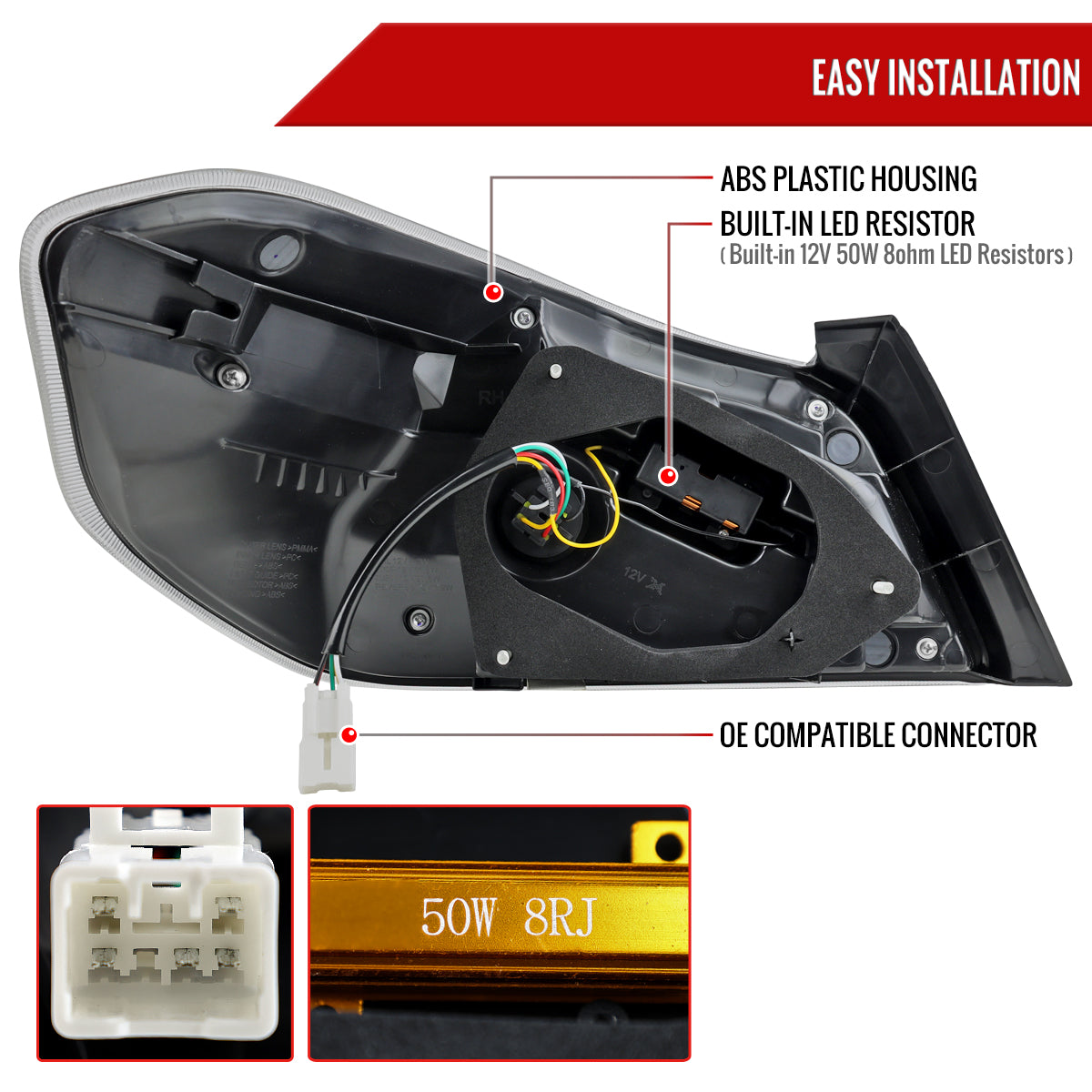 2015-2021 Subaru WRX STi Tail Light w/ Sequential Turn Signal LED Strip and LED Side Marker Brake Reverse (Matte Black Housing / Smoked Lens)