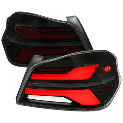 2015-2021 Subaru WRX STi Tail Light w/ Sequential Turn Signal LED Strip and LED Side Marker Brake Reverse (Matte Black Housing / Smoked Lens)
