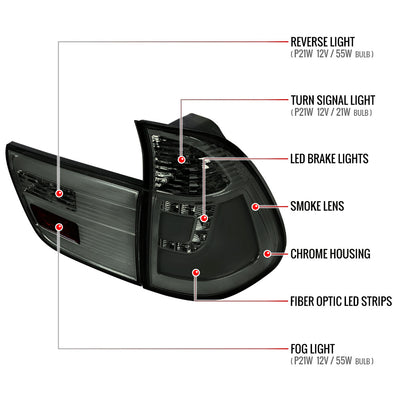 2000-2006 BMW E53 X5 LED Tail Lights (Chrome Housing/Smoked Lens)
