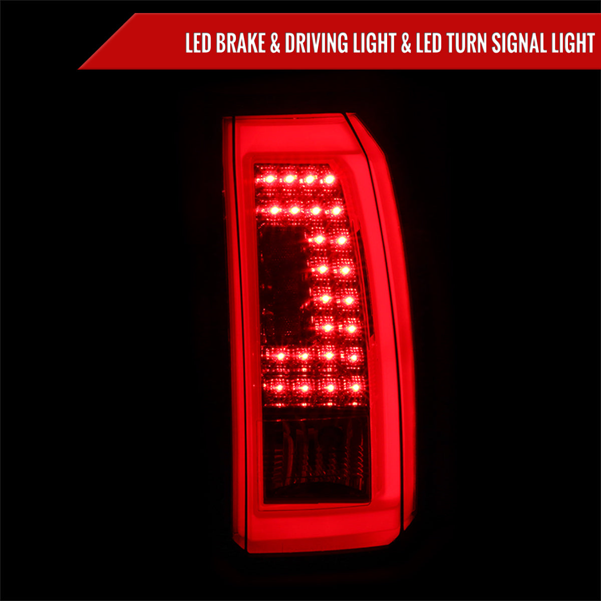 2015-2020 GMC Yukon/Yukon XL Denali SLE/SLT LED Tail Lights (Chrome Housing/Red Clear Lens)