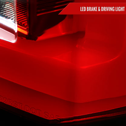 2015-2020 GMC Yukon/Yukon XL Denali SLE/SLT LED Tail Lights (Chrome Housing/Red Clear Lens)