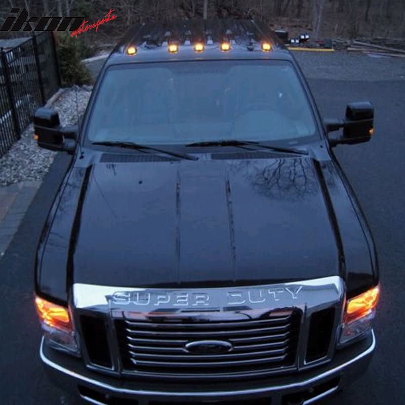 5Pc Oval Top Cab Roof Lights Running Marker Yellow Len Dodge Ford