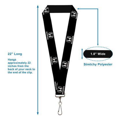 Lanyard - 1.0" - Honda Logo Black White