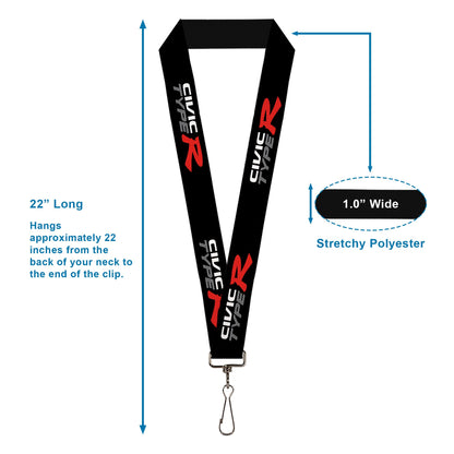 Lanyard - 1.0" - CIVIC TYPE R Black/White/Gray/Red