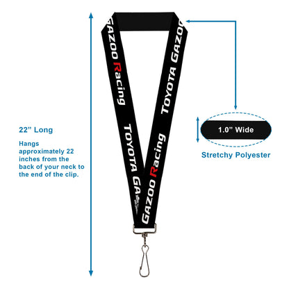 Lanyard - 1.0" - TOYOTA GAZOO RACING Text Logo Black/White/Red