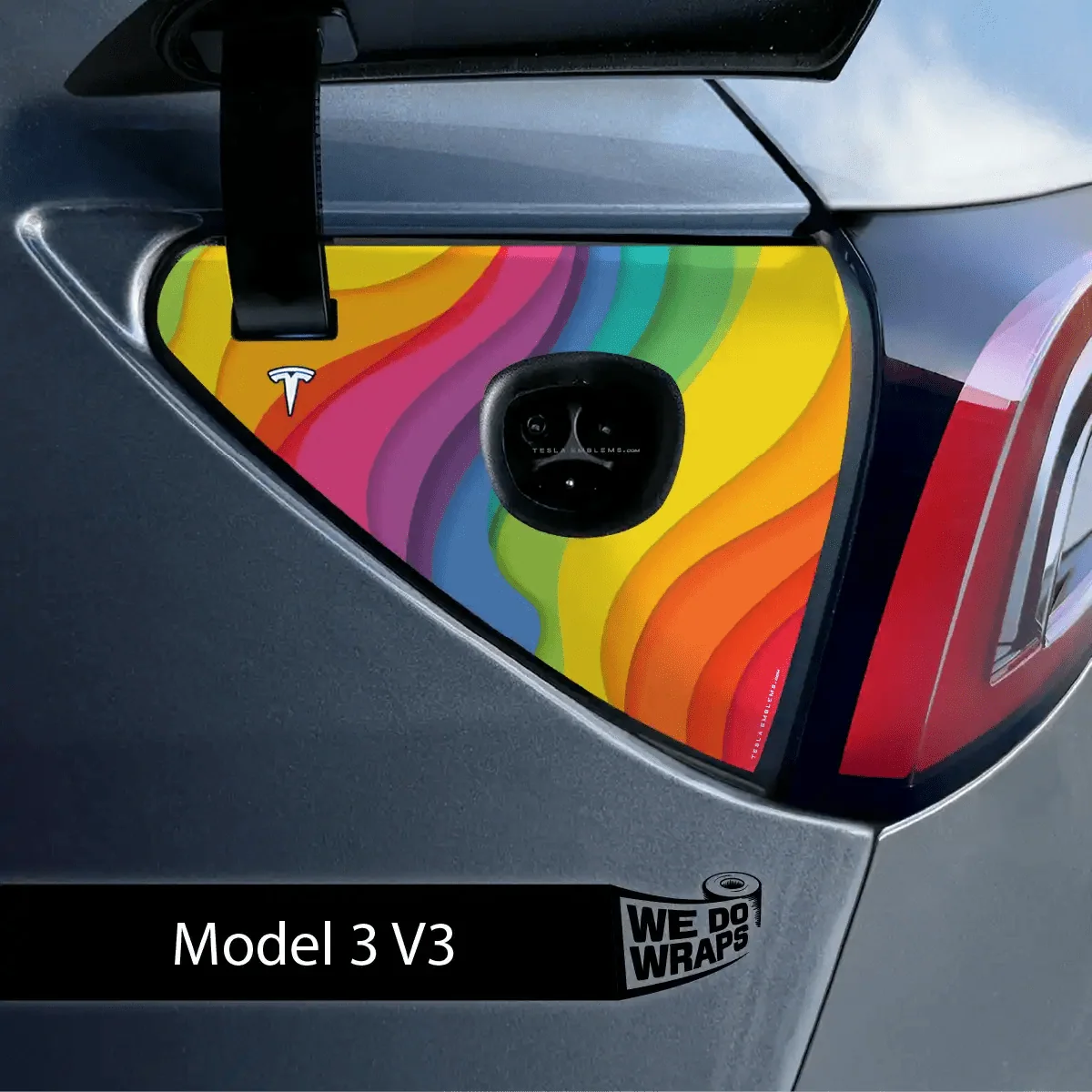 Layered Rainbow Tesla Charge Port Wrap | Model 3