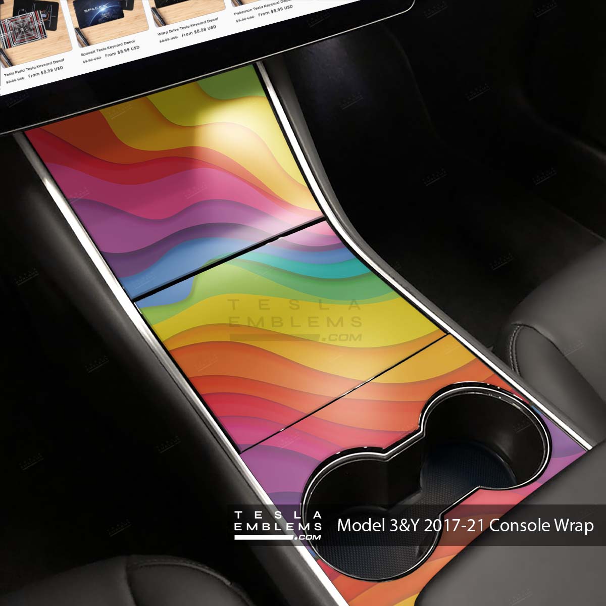 Layered Rainbow | Tesla Center Console Wrap Kit | Model 3 ’17-20