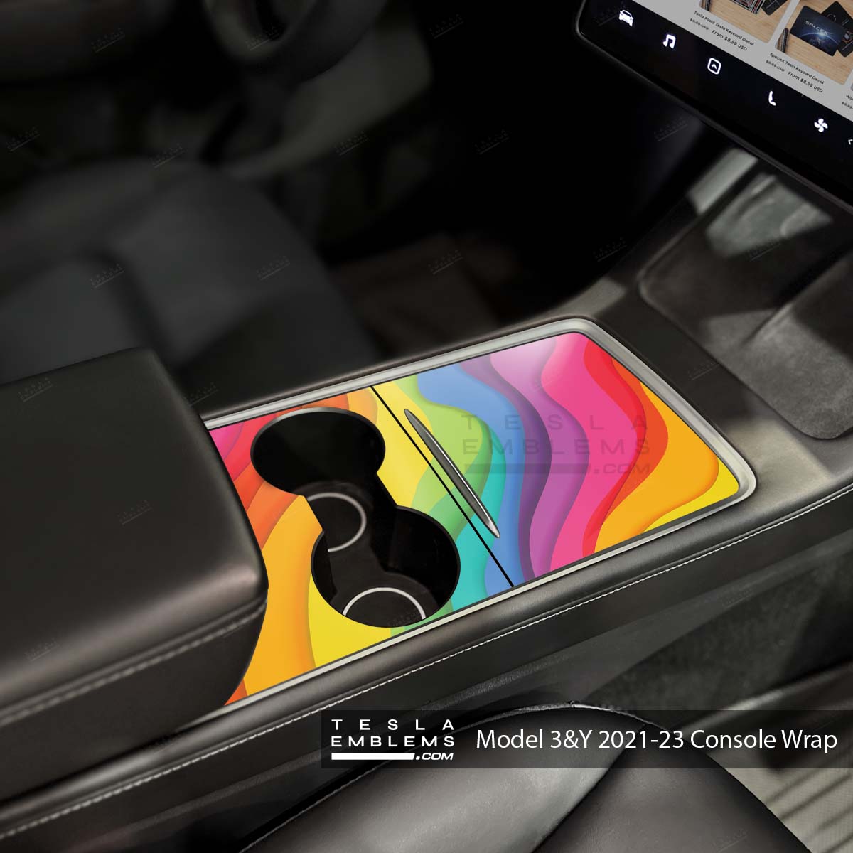 Layered Rainbow | Tesla Center Console Wrap Kit | Model 3 '21-24