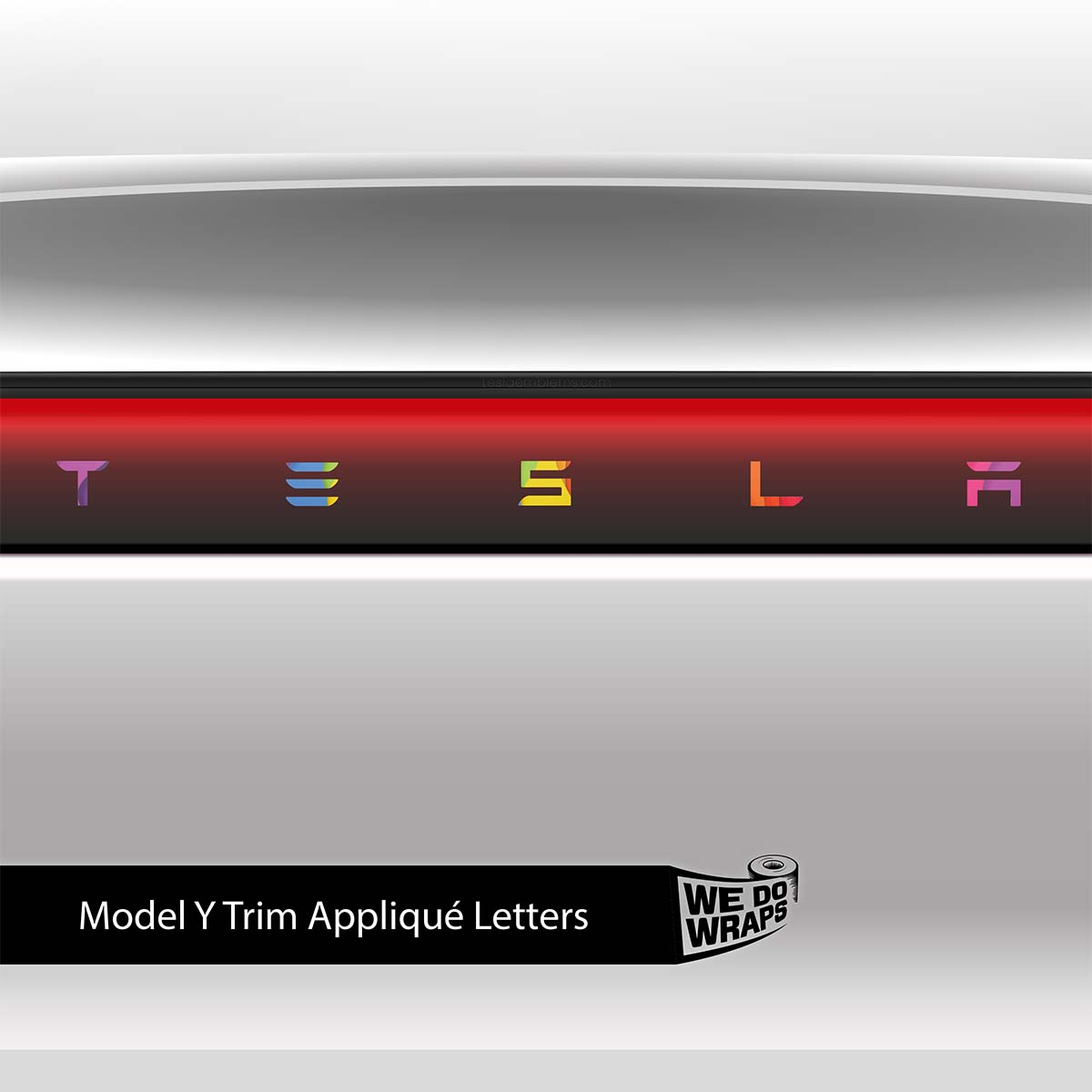 Layered Rainbow Tesla Emblem Decals (Front + Back) | Model Y