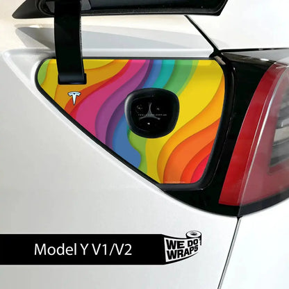 Layered Rainbow Tesla Charge Port Wrap | Model Y