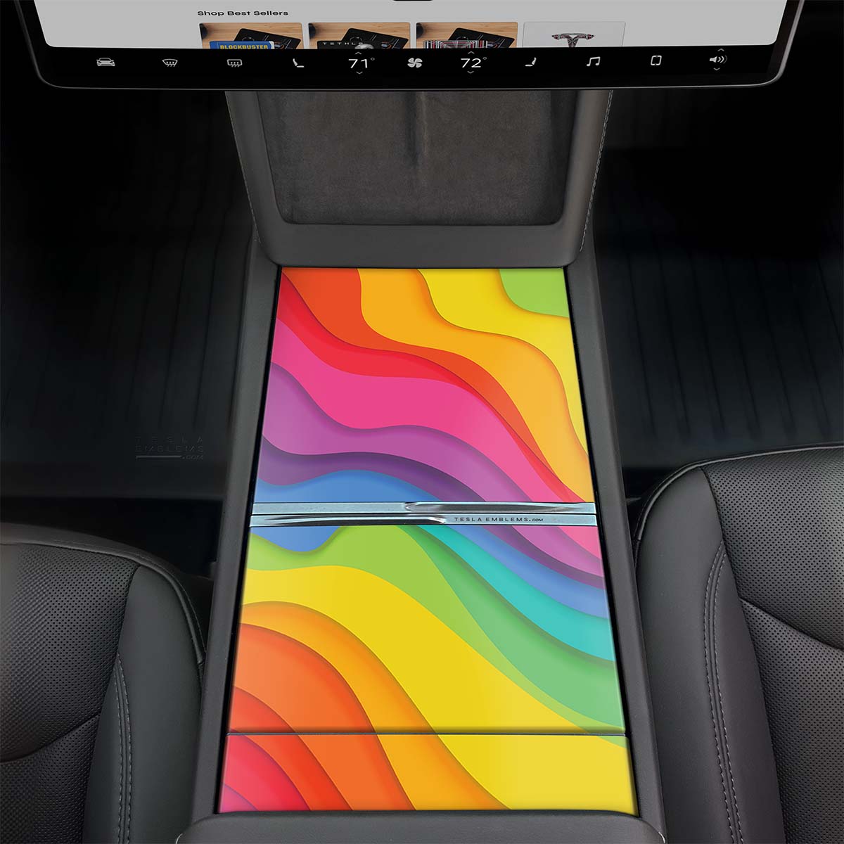 Layered Rainbow | Tesla Center Console Wrap Kit | Model 3 '24-26 Refresh