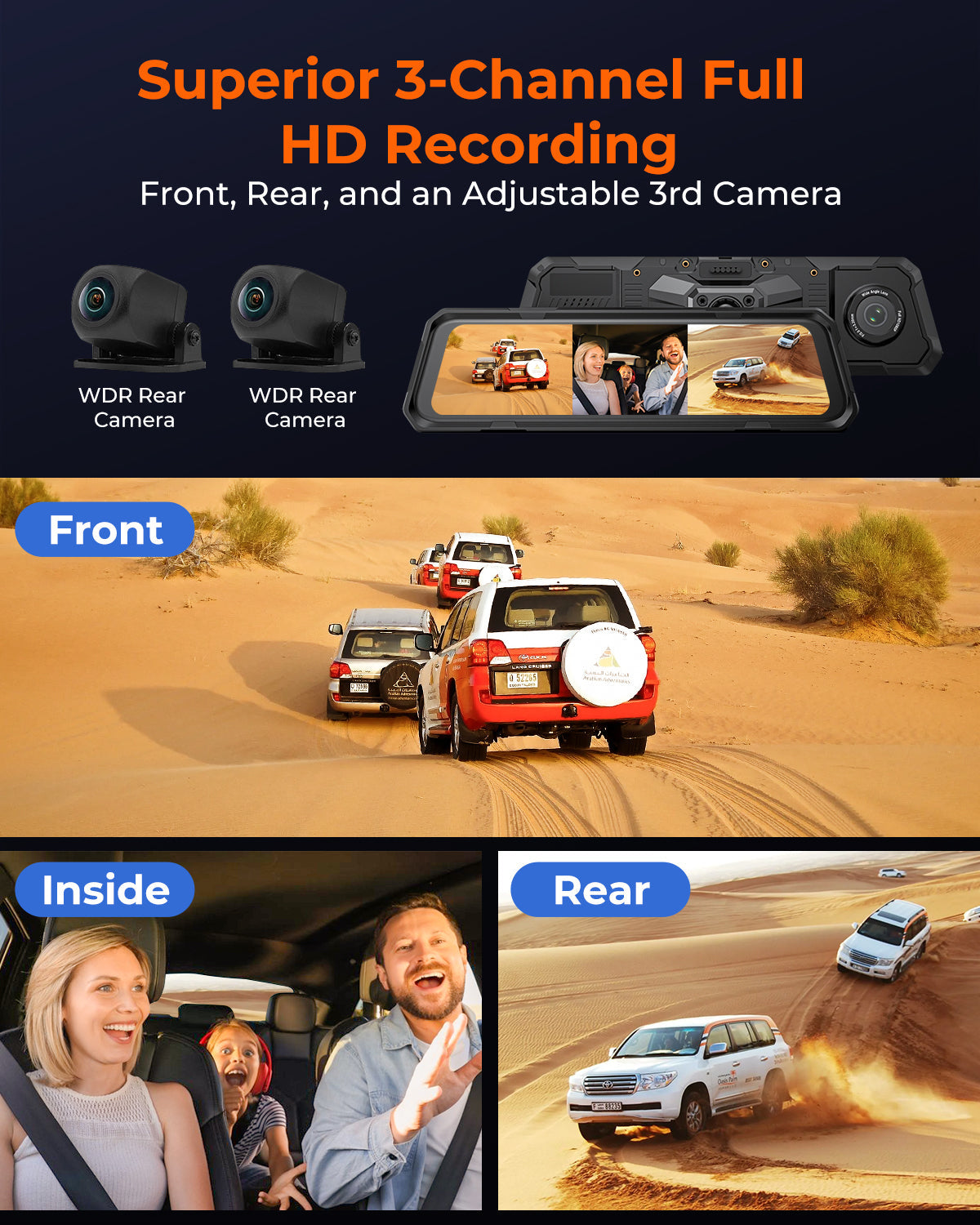 The Legend 3CH Waterproof Mirror DVR w/ 8-Gang Switch Box