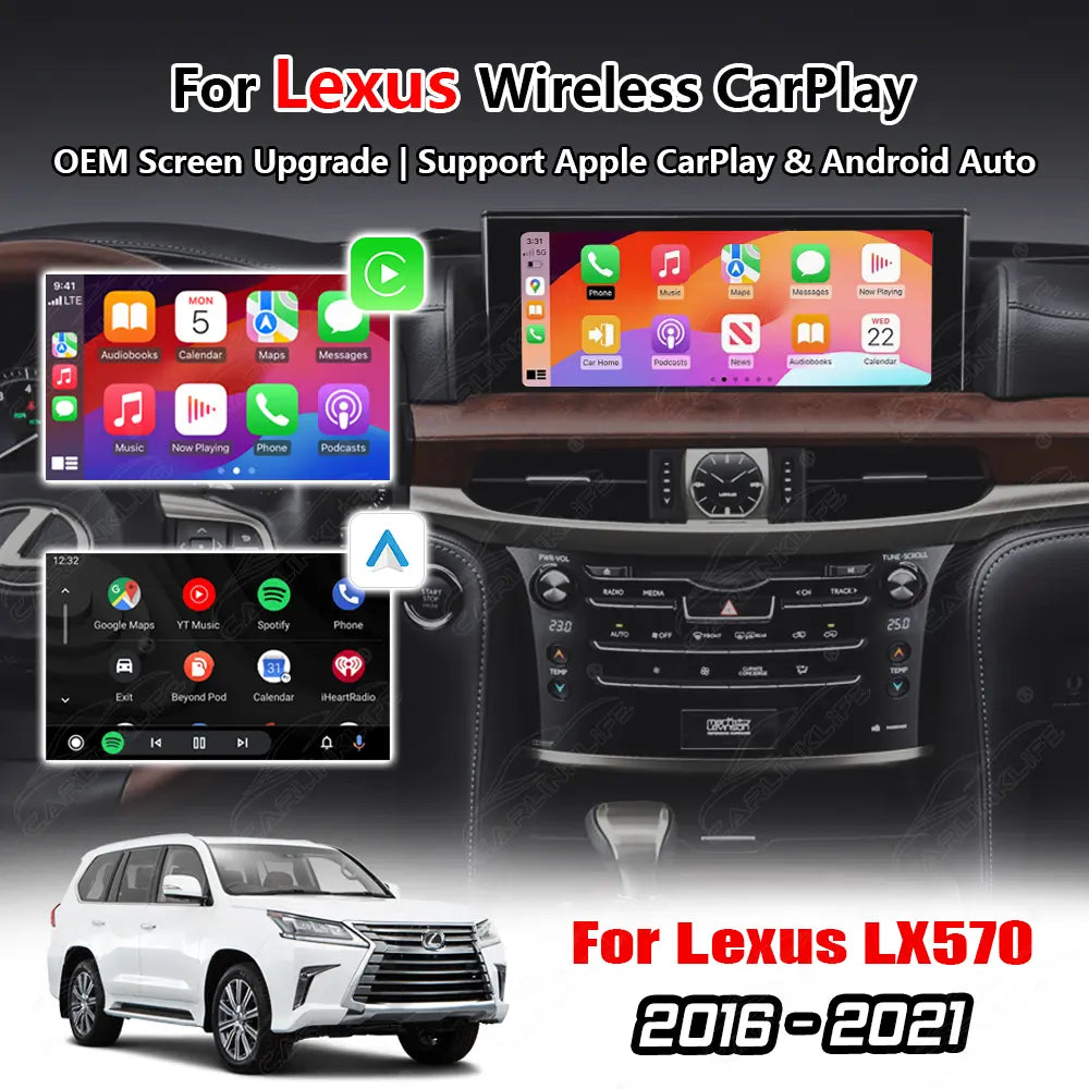 Wireless Apple Carplay & Android Auto for Lexus LX570 2016-2021