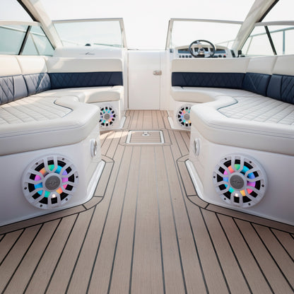 NXL 7.7” 2-Way Coaxial Marine Speaker with Bullet Tweeter, Digital LED Lights & White Deck LED | 175W RMS 4-Ohm