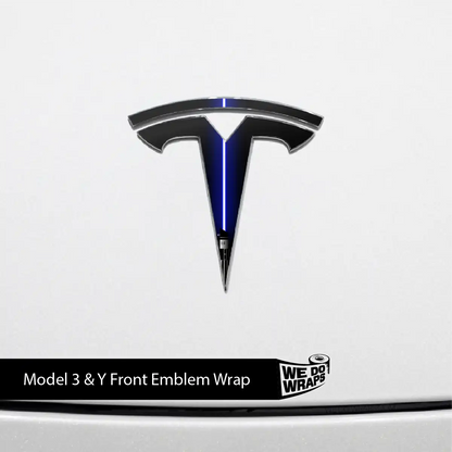 Blue Laser Sword Tesla Emblem Decals (Front + Back) | Model Y
