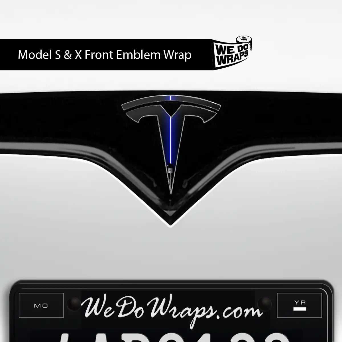 Blue Laser Sword Tesla Emblem Decals (Front + Back) | Model S