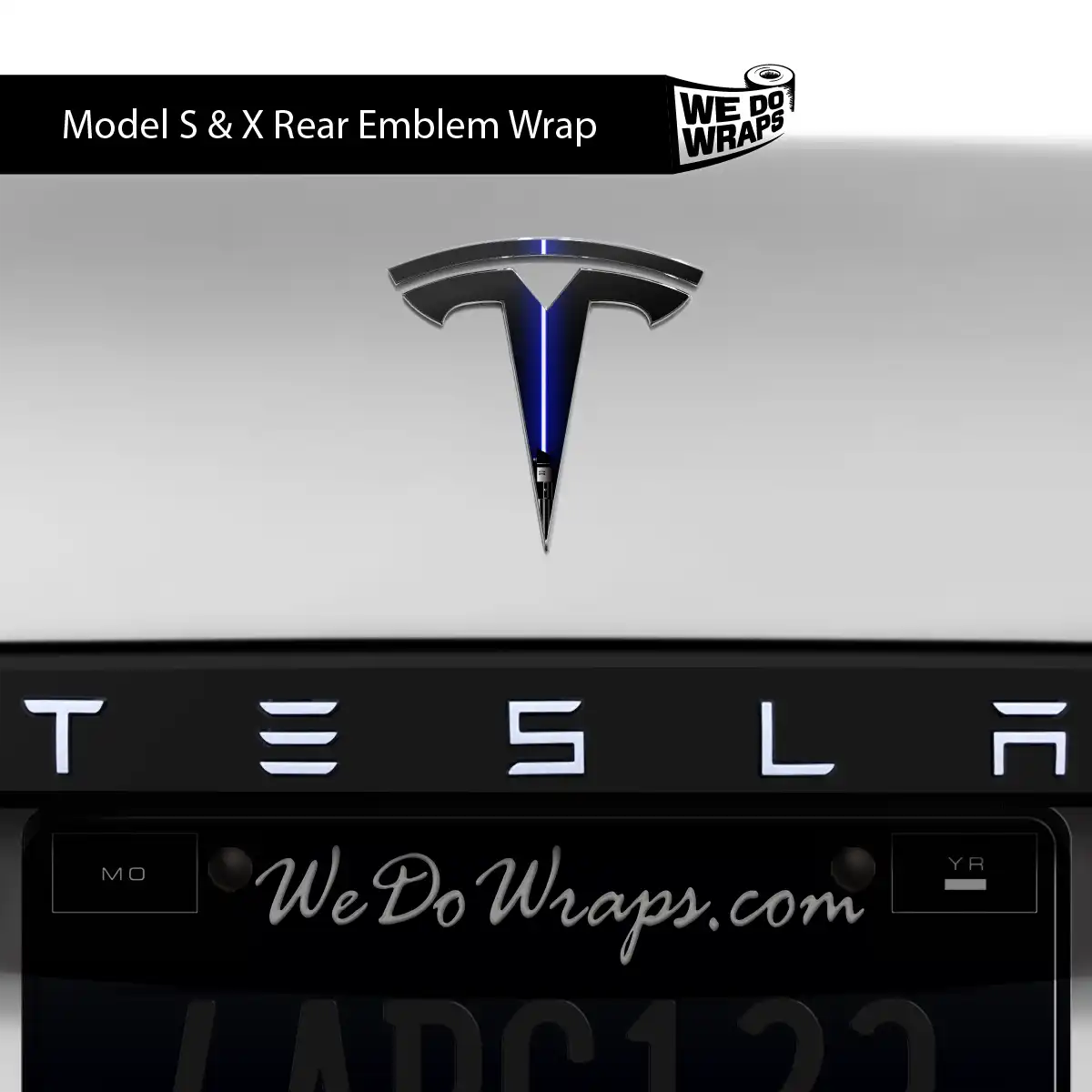 Blue Laser Sword Tesla Emblem Decals (Front + Back) | Model X