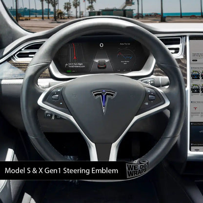 Blue Laser Sword Tesla Steering Wheel Wrap | Model S