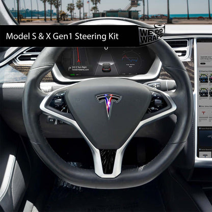 Laser Sword Clash Tesla Steering Wheel Wrap | Model X