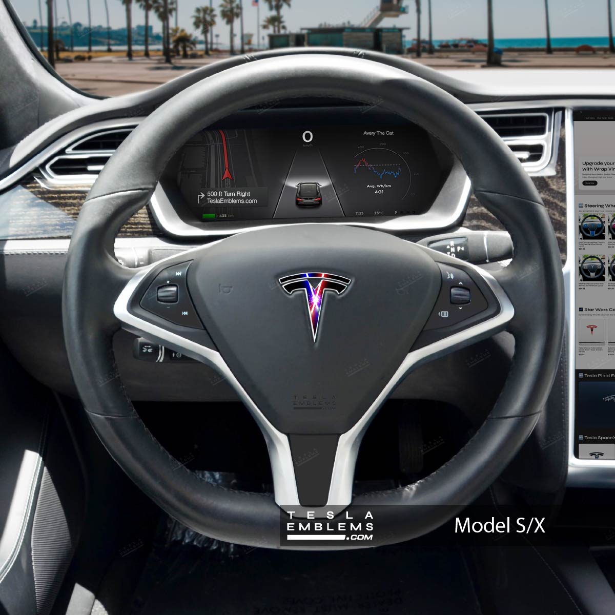 Laser Sword Clash Tesla Steering Wheel Wrap | Model X