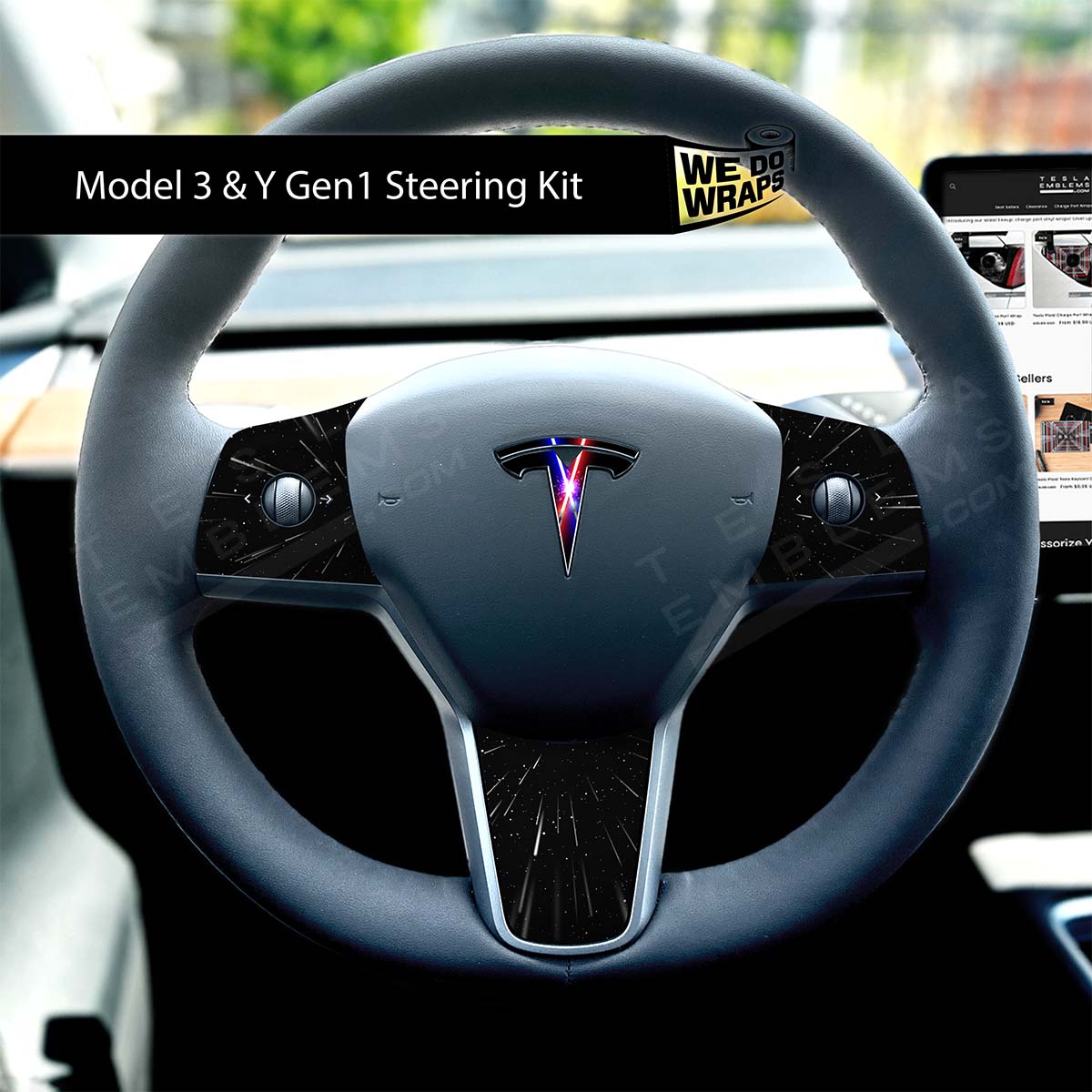 Laser Sword Clash Tesla Steering Wheel Wrap | MY 2019-'25