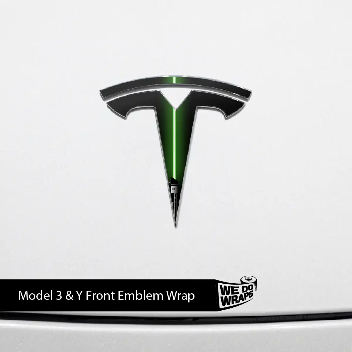 Green Laser Sword Tesla Emblem Decals (Front + Back) | Model Y