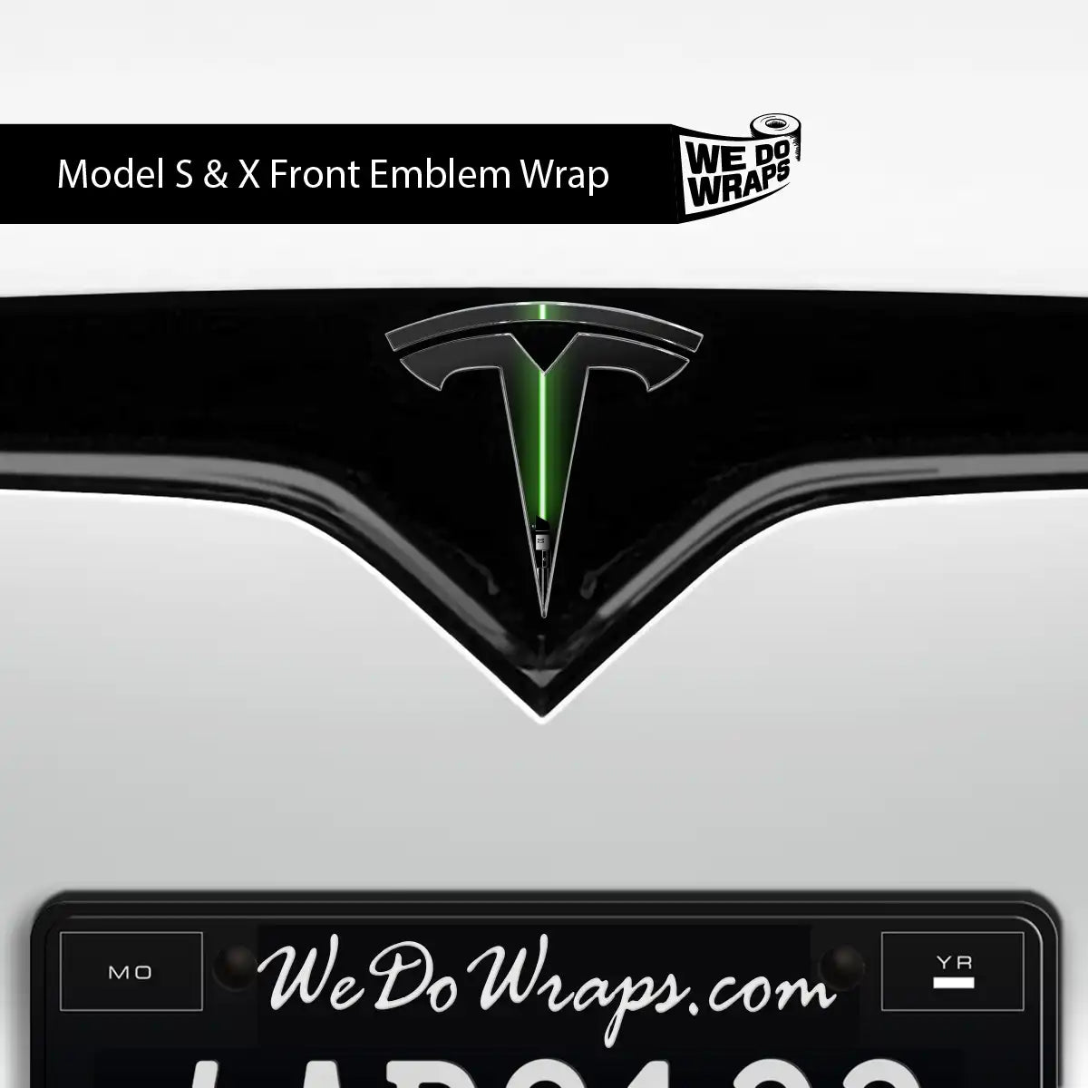 Green Laser Sword Tesla Emblem Decals (Front + Back) | Model S