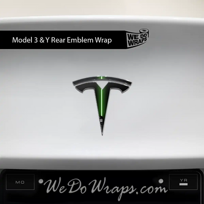 Green Laser Sword Tesla Emblem Decals (Front + Back) | Model 3
