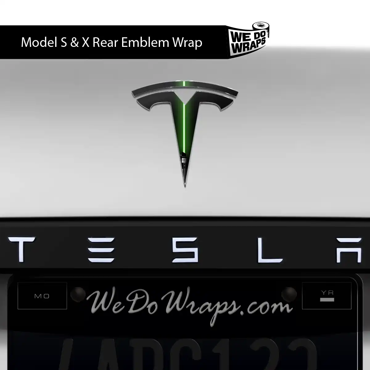 Green Laser Sword Tesla Emblem Decals (Front + Back) | Model X