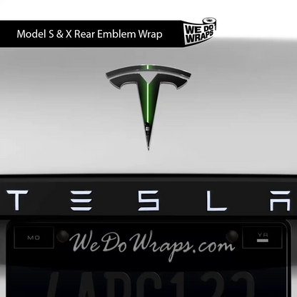Green Laser Sword Tesla Emblem Decals (Front + Back) | Model S