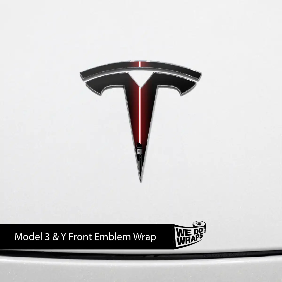 Red Laser Sword Tesla Emblem Decals (Front + Back) | Model Y