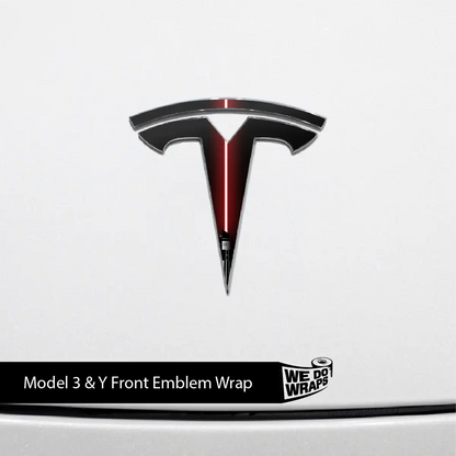 Red Laser Sword Tesla Emblem Decals (Front + Back) | Model Y