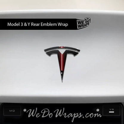 Red Laser Sword Tesla Emblem Decals (Front + Back) | Model Y