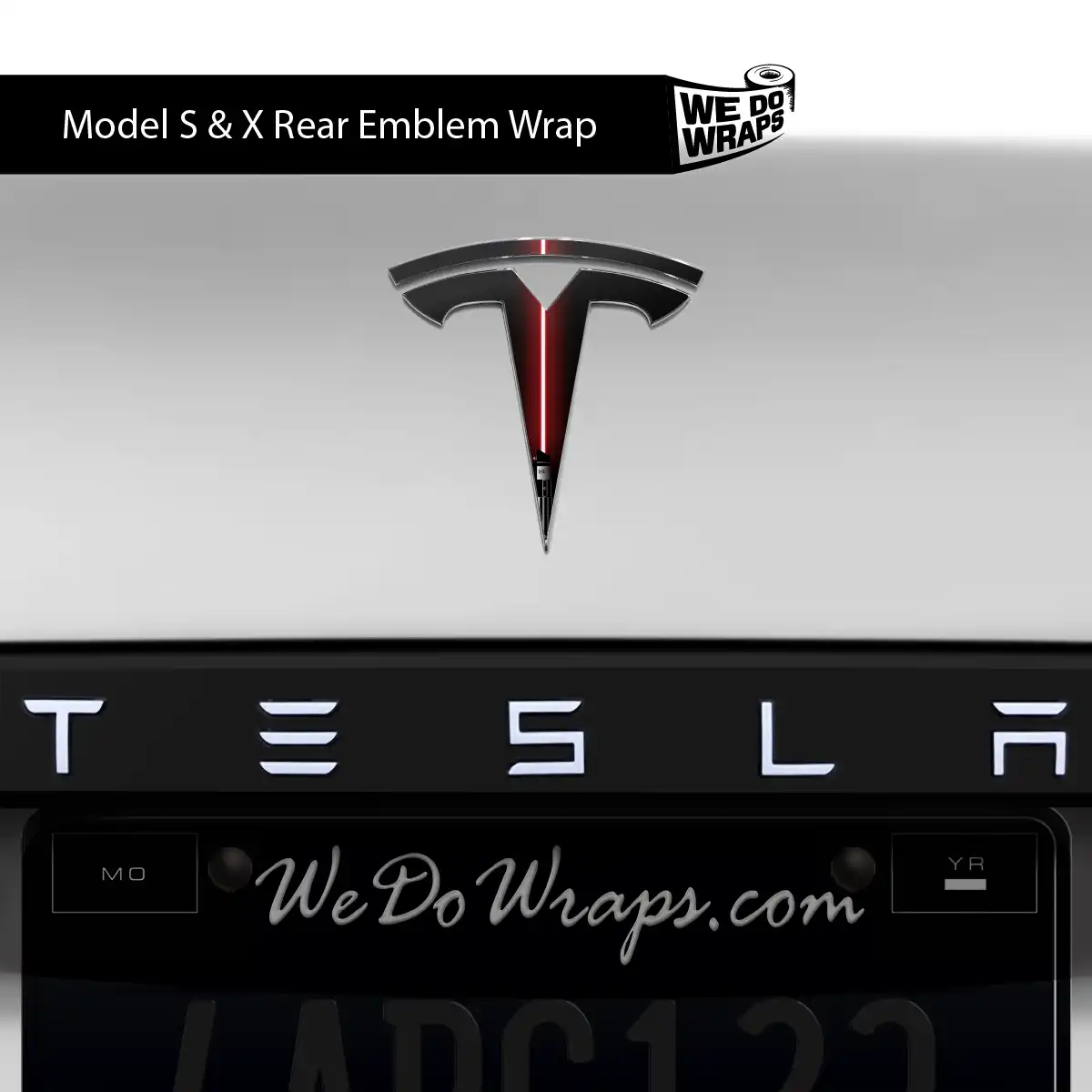 Red Laser Sword Tesla Emblem Decals (Front + Back) | Model X