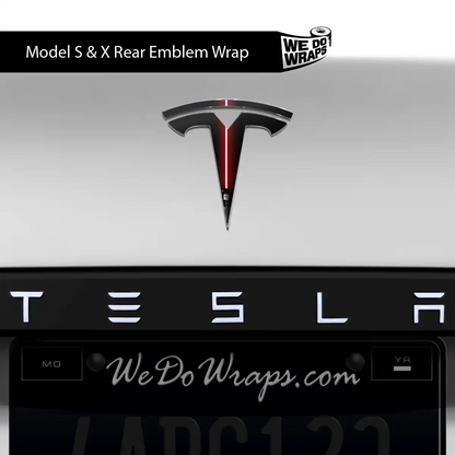 Red Laser Sword Tesla Emblem Decals (Front + Back) | Model X