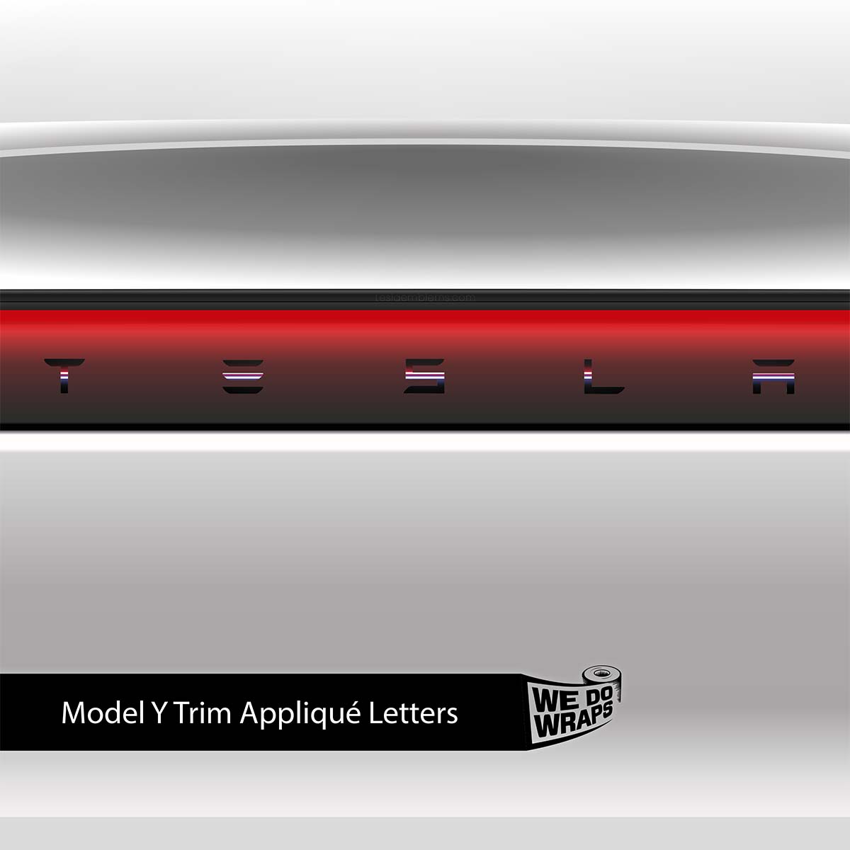 Side by Side Laser Sword Tesla Emblem Decals (Front + Back) | Model Y