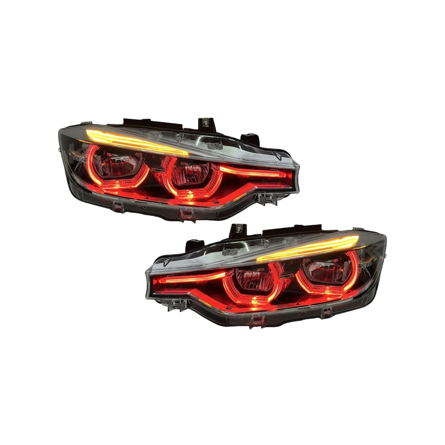 BMW 3 Series F30 / F31 / F35 V3 Silver Tri-Color LED Headlight Assembly (White / Yellow / Red DRL / LCI Style Look) 2012 - 2018 (Replaces 63117314531)