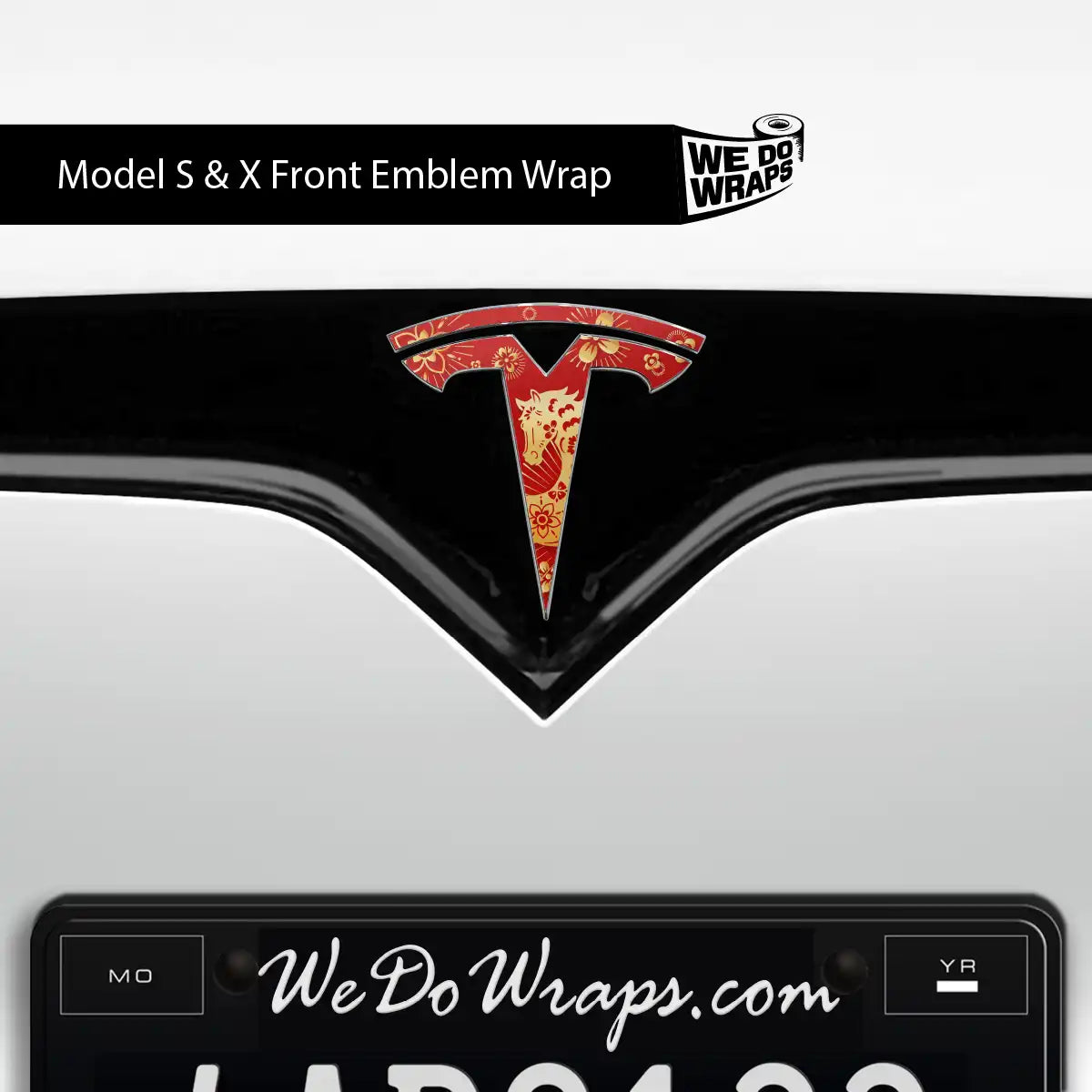 Year of the Horse Tesla Emblem Decals (Front + Back) | Model S