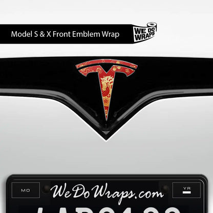 Year of the Horse Tesla Emblem Decals (Front + Back) | Model S