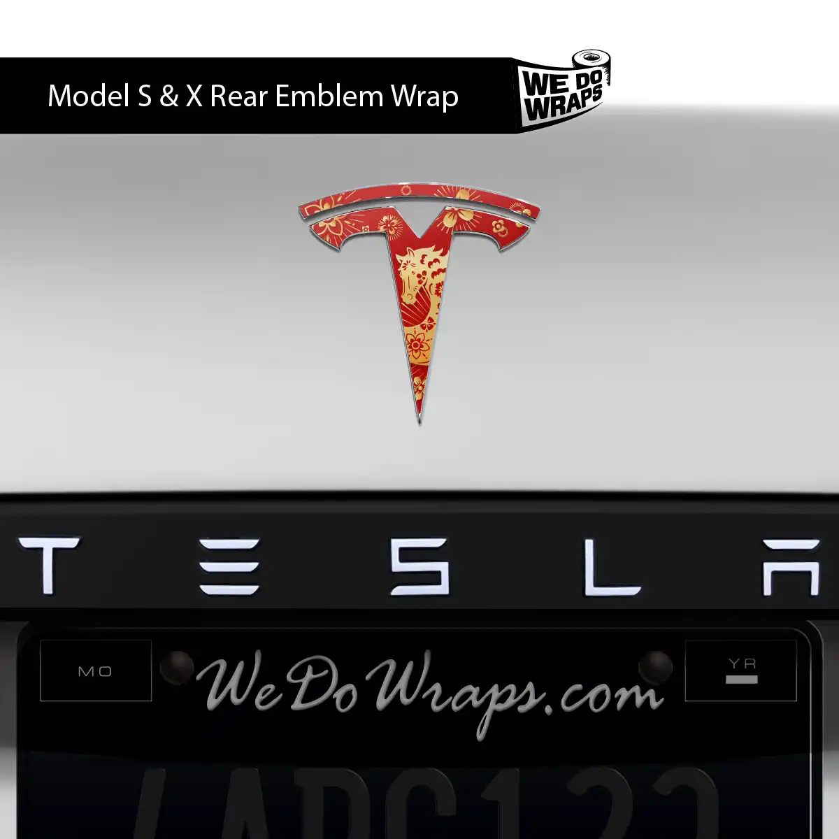 Year of the Horse Tesla Emblem Decals (Front + Back) | Model X