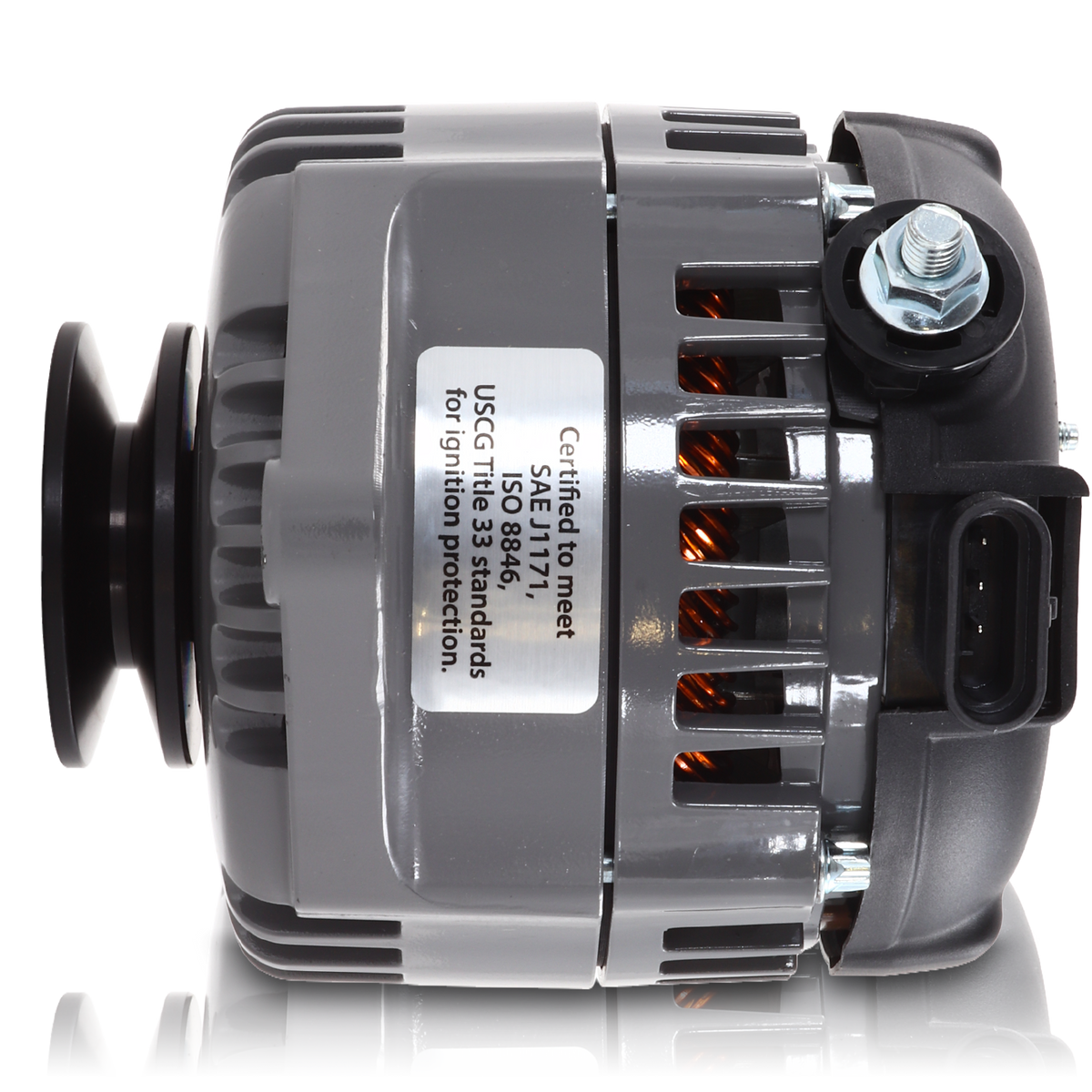 Mechman 170 Amp Marine Alternator Ski / Wake Boats 12SI 6.61in Bolt Pattern - V-Belt Pulley