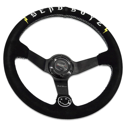Deadboyz Universal 350mm 3"Deep Dish 6-Bolt Steering Wheel Black Suede