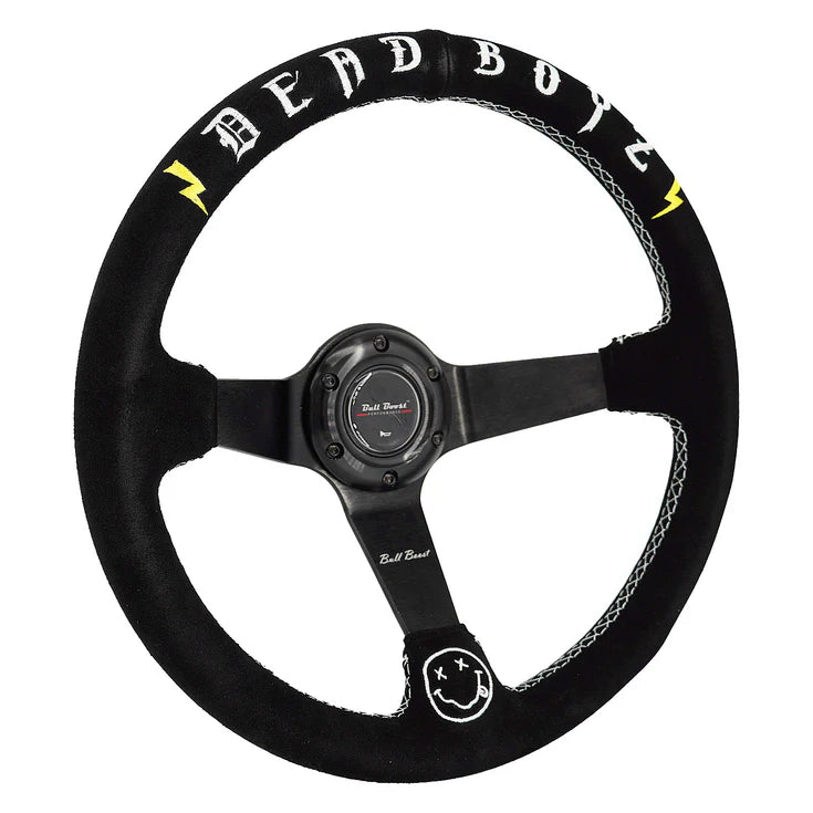 Bull Boost Performance Deadboyz Universal 350mm 3" Deep Dish 6-Bolt Steering Wheel – Black Suede