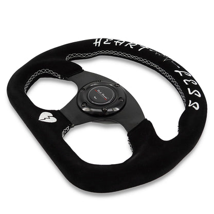 Heartbreak Lightweight Flat Racing Billet 6-Bolt Steering Wheel Black Alcantara Quadro