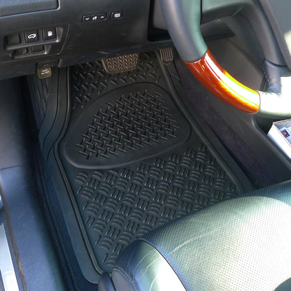 Universal PVC Rubber Floor Mats - 4PC (Black)