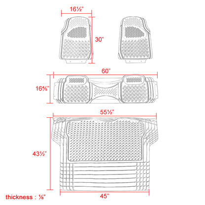 Universal PVC Rubber Floor Mats - 4PC (Gray)
