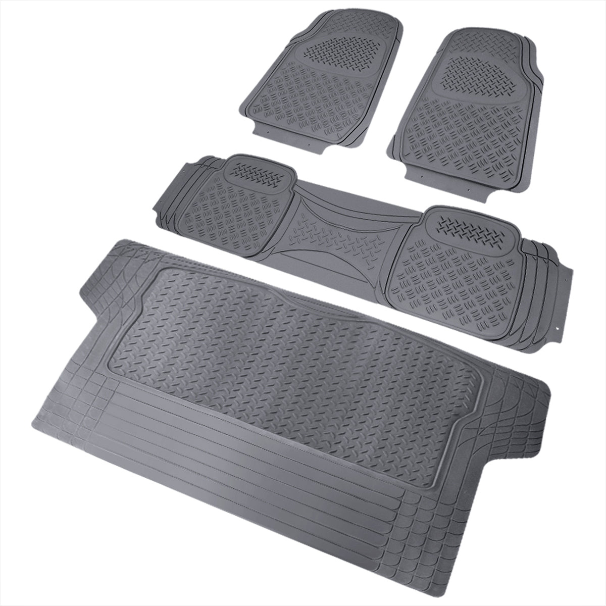 Universal PVC Rubber Floor Mats - 4PC (Gray)