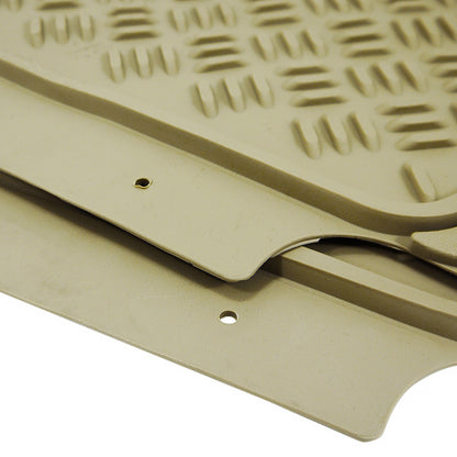 Universal PVC Rubber Non-Slip Floor Mats - 4PC (Beige)