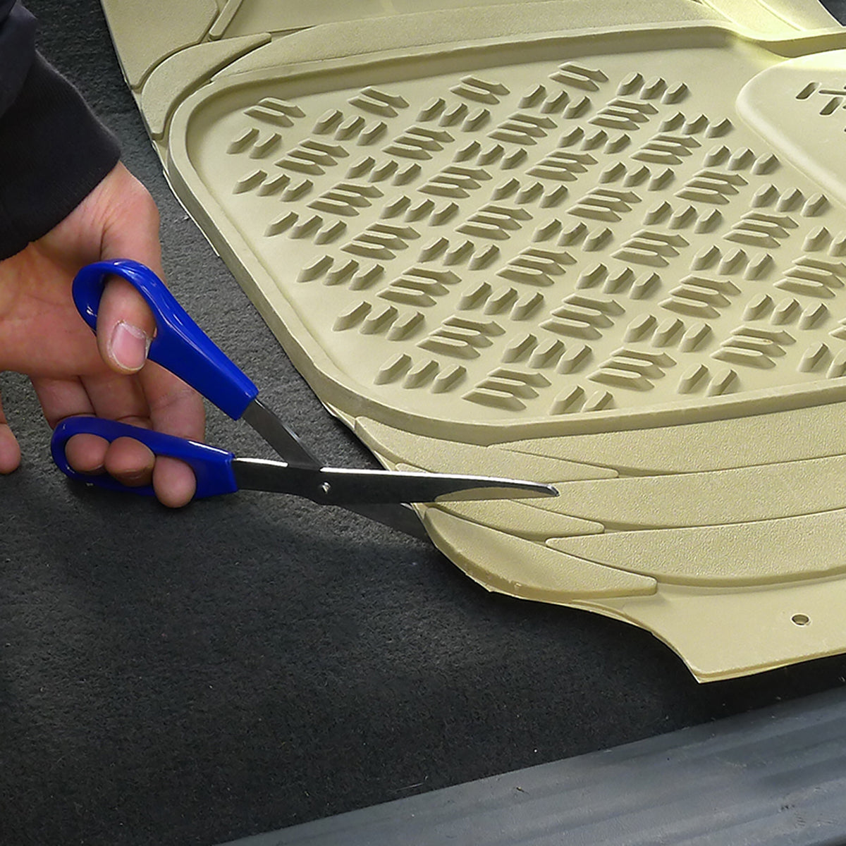 Universal PVC Rubber Non-Slip Floor Mats - 4PC (Beige)